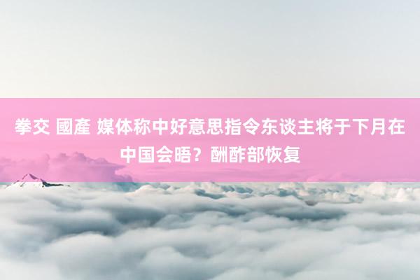 拳交 國產 媒体称中好意思指令东谈主将于下月在中国会晤？酬酢部恢复